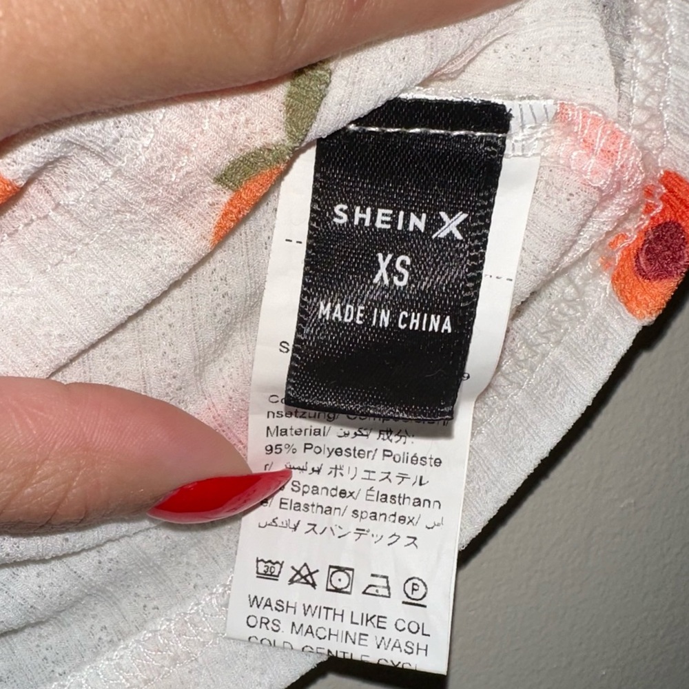 Peach Print Ribbed Tee - Picture 6 of 7